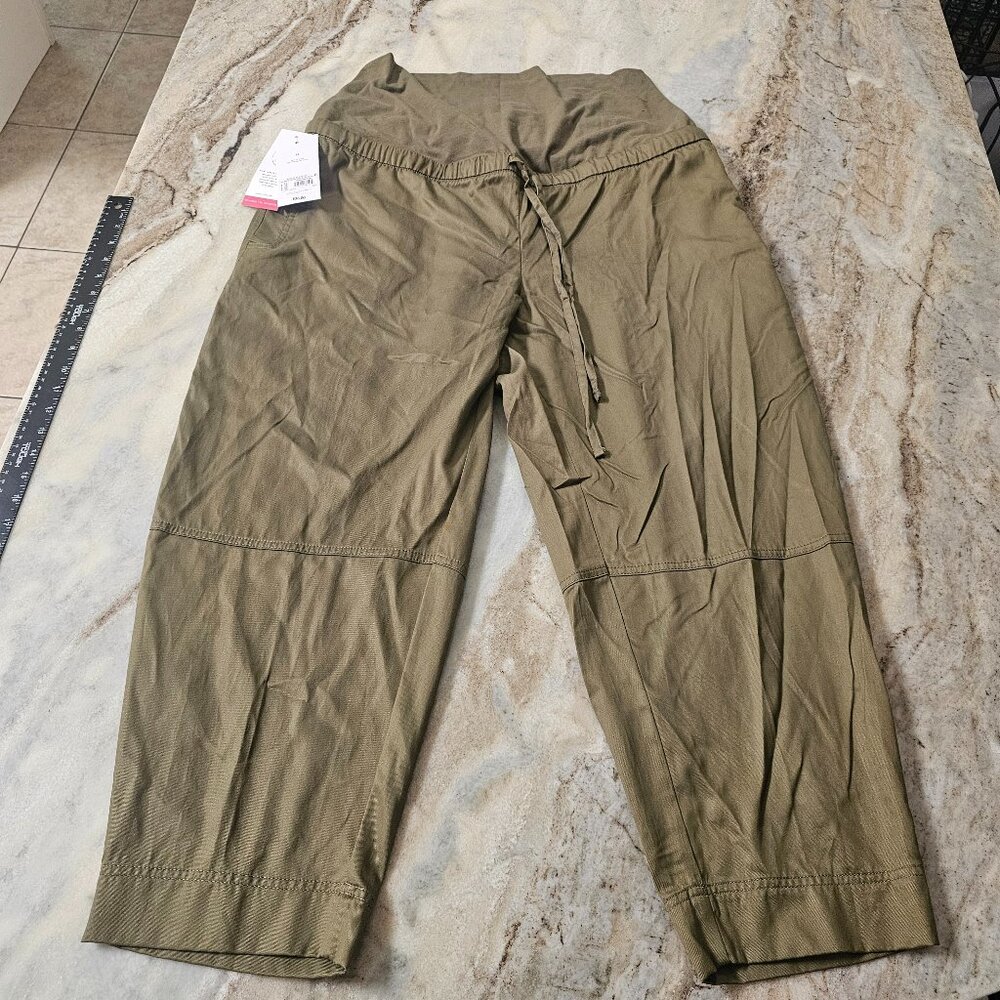 Isabel by Ingrid & Isabel Maternity Barrel Leg Pants | Olive Green | XL | NWT